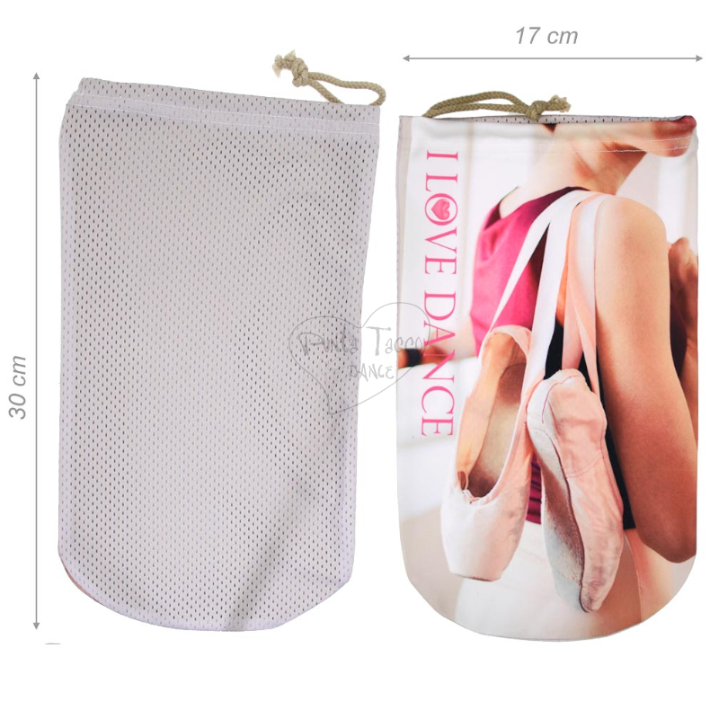 Fabric Pointe Shoes Bag with Dance Prints