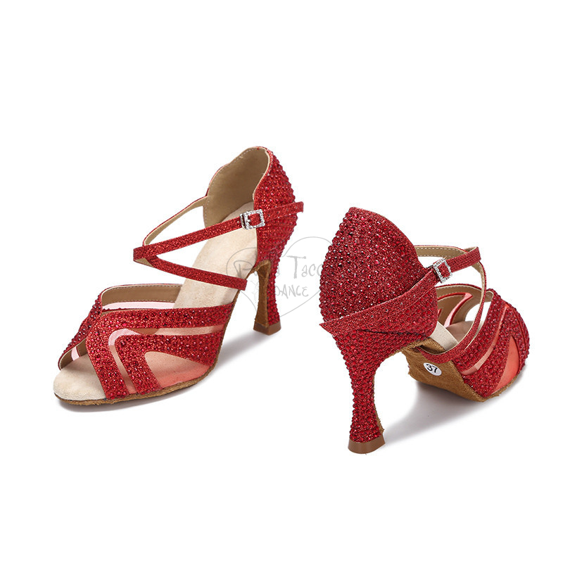 Florienne Kristal KS-008 Dance Shoe with Red Rhinestones