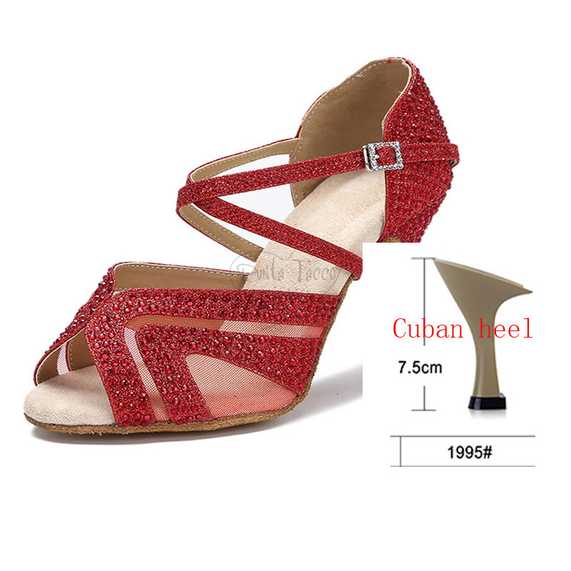 Florienne Kristal KS-008 Dance Shoe with Red Rhinestones
