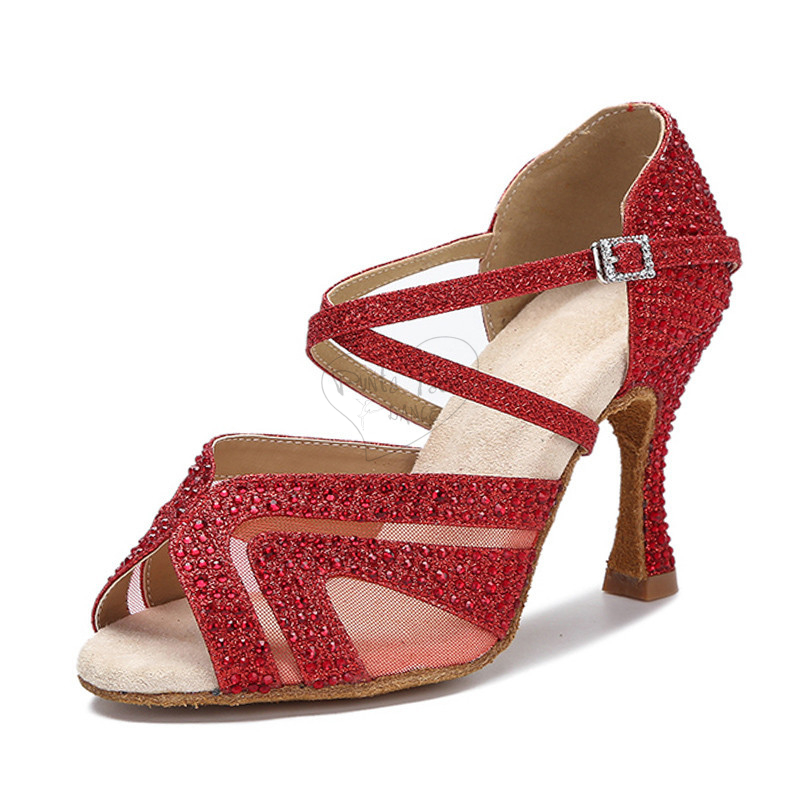 Florienne Kristal KS-008 Dance Shoe with Red Rhinestones