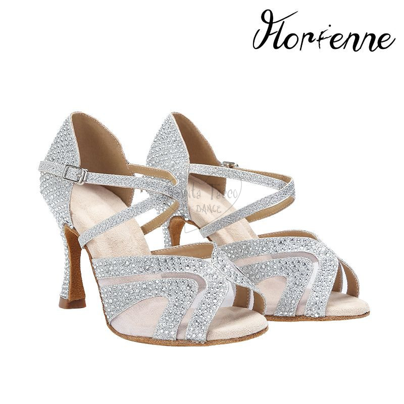 Florienne Kristal KS-008 Dance Shoe with Red Rhinestones